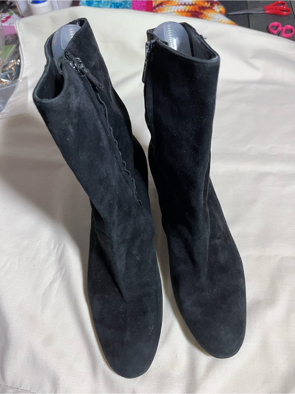Robert Clergerie 90’s Black Suede Minimalist Ankle Booties with Side Zip